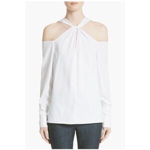 Rag & Bone Cold‎ Shoulder Blouse Womens Size XS White Twisted Halter Keyhole Top